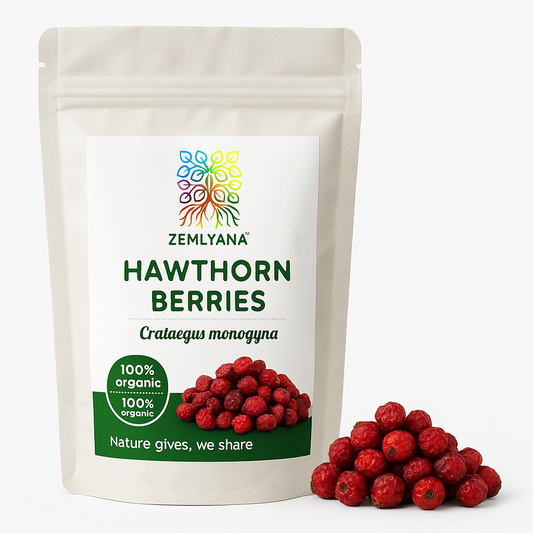 Organic Hawthorn Berries – Whole Crataegus Fruit for Heart Support Tea