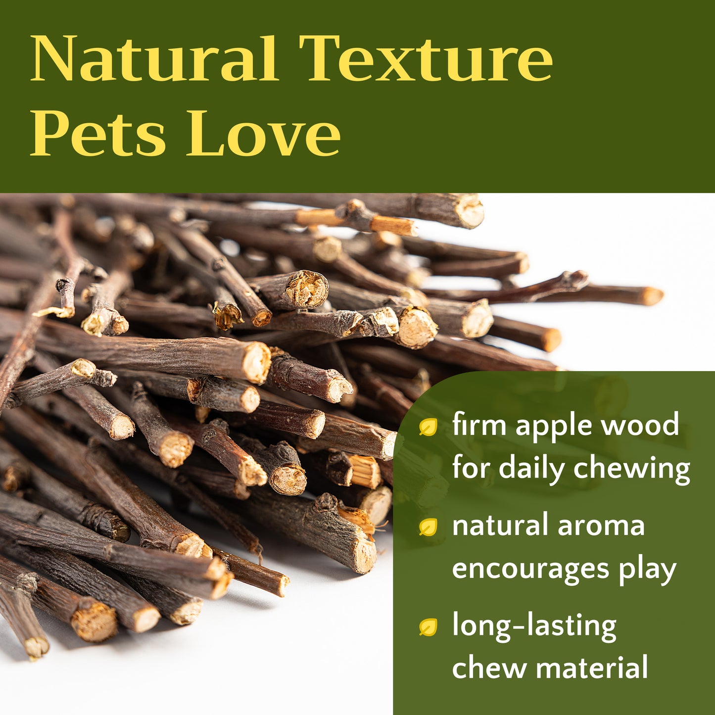Apple Wood Chew Sticks | Natural Pet Toys | Small Animal Chews